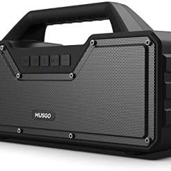 Bluetooth Speakers, MUSGO Portable Wireless Bluetooth Speaker with Subwoofer, 60W HD Loud Stereo Sound and BassUp Technology, Waterproof, Outdoor Speaker Suitable for Family Party Camping Travel Black