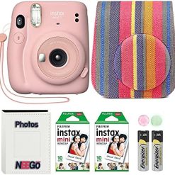 Fujifilm Instax Mini 11 Camera with Case, Fuji Instant Film (20 Sheets) and Photo Album (Blush Pink)