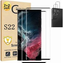 Galaxy S22 Screen Protector【2+1 Pack】Camera Lens Protector [ 3D Glass ] Compatible Fingerprint Easy installation 9H Hardness Tempered Glass Screen Protector for Samsung Galaxy S22 5G