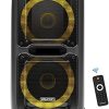 Party Speaker by Dolphin, Portable Bluetooth Speaker on Wheels with Sound Activated Light Show (SP-2100RBT)