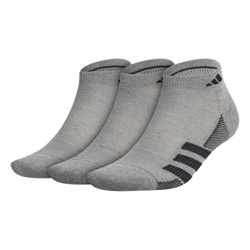 adidas mens Superlite Stripe Low Cut Socks (3-Pair), Heather Grey/Black/Night Grey, Large