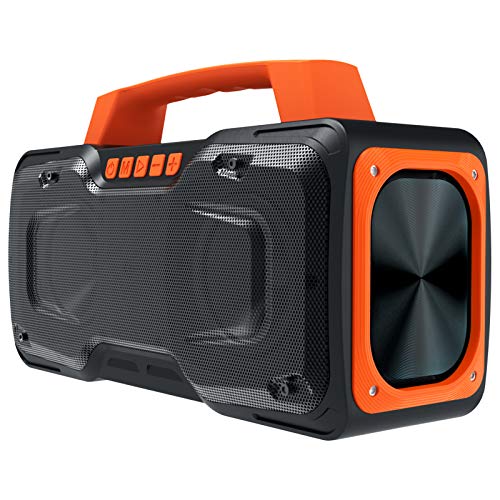 Bluetooth Speaker, BUGANI 50W Super Power Portable Bluetooth Speakers Waterproof IPX7, Support 30H Playtime, Fast Charging, Microphone Input, Suitable for Party, Travel, Singing, Orange