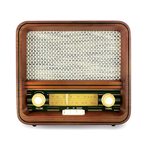 Fuse Vintage Retro Bluetooth AM/FM Radio Speaker + Real Handcrafted Wood Exterior - (RAD-V1)