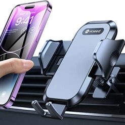 VICSEED Car Phone Holder Mount, [Upgrade Doesn't Slip & Drop] Air Vent Cell Phone Holder for Car Hands Free Easy Clamp Cradle in Vehicle Compatible with All iPhone 14 Pro Max Mini Android Smartphones
