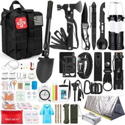 Survival Kit, 250Pcs Survival Gear First Aid Kit with Molle System Compatible Bag and Emergency Tent, Emergency Kit for Earthquake, Outdoor Adventure, Camping, Hiking, Hunting, Gifts for Men Women