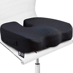 Seat Cushion Pillow for Office Chair - Memory Foam Firm Coccyx Pad - Tailbone, Sciatica, Lower Back Pain Relief - Lifting Cushion for Car, Wheelchair, Computer and Desk Chair
