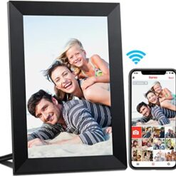 AEEZO 10.1 Inch WiFi Digital Picture Frame, IPS Touch Screen Smart Cloud Photo Frame with 16GB Storage, Easy Setup to Share Photos or Videos via Frameo APP, Auto-Rotate, Wall Mountable (Black)