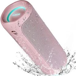 Outdoor Portable Bluetooth Speaker, Wireless IPX7 Waterproof Speaker, 25W Loud Sound, Bassboom Technology, TWS Pairing, 16H Playtime, Speaker with Lights - Pink