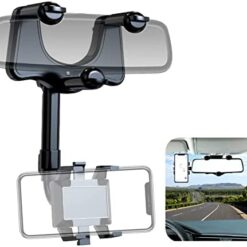 Vfoiop Rear View Mirror Phone Holder 360 Rotatable and Retractable Multifunctional Car Phone Mount Automobile Cradles for Car, Smartphones