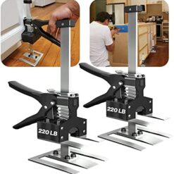 Juprodis 2 Pack Labor Saving Arm Jack, 220 LB Heavy Duty Furniture Lifter, 6.5 Inch Adjustable Height Drywall Lift, Utility Cabinet Jacks for Installing Cabinets, Doors, DYI Home Improvement, Black