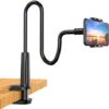 SHAWE Phone Holder Bed Gooseneck Mount - Flexible Arm 360 Mount Clip Adjustable Bracket Clamp Stand Compatible with Cell Phone 11 Pro XS Max XR X 8 7 6 Plus 5 4, Samsung S10 S9 S8 for Bedroom Desk