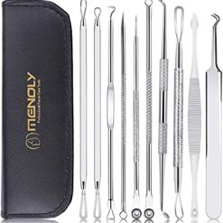 Black Head Remover Pimple Popper Tool Kit 10 Pcs, Comedone Pimple Extractor Tool, Acne Kit for Blackhead, Whitehead Popping, Zit Removing(Silver)