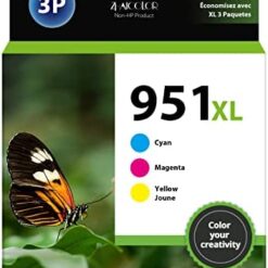 951XL Ink Cartridges Compatible Replacement for HP 951XL Ink Cartridges Combo Pack High Yield use with OfficeJet Pro 8610 8600 8615 8620 8625 276dw 251dw (1 Cyan, 1 Magenta, 1 Yellow, 3 Pack)