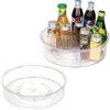2 Pack Puricon Clear Lazy Susan Turntable Organizer (12 Inch & 10"), Plastic Rotating Tray Home Edit Lazy Susan Spice Rack Cabinet Organizer for Pantry Countertop Kitchen Fridge Bathroom -High Edge