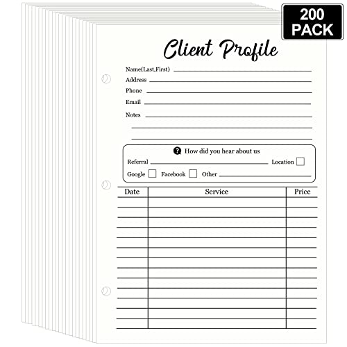 200 Pcs Client Profile Cards Stylist Binder Insert Cards Small Business Data Client Cards for Hair Stylist Customer Information Sheets for Nail Hair Salon Spa Hairdresser Supplies, 5.5 x 8.5 Inches