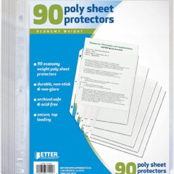 90 Count Sheet Protectors, 100 Percent Poly Sheet Protectors by Better Office Products, 8.5 x 11", Top Loading Paper Protectors
