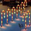 ALIGHTER 8 Pack Christmas Decorations Outdoor Solar Candy Cane Lights Pathway Markers Lights with Star for Walkway Driveway Lawn Yard Garden Home Indoor Decor, 2-in-1 Rechargeable Solar Power