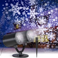 Christmas Projector Lights Outdoor,Double Head Snowflake Projector Waterproof Indoor Outdoor LED Landscape Snowfall Lights Decorative Lighting for Xmas Party Wedding Patio Stage House Decoration