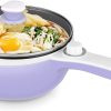 DEZIN Electric Hot Pot Upgraded, Non-Stick Sauté Pan, Rapid Noodles Cooker, 1.5L Mini Pot for Steak, Egg, Fried Rice, Ramen, Oatmeal, Soup with Power Adjustment, Purple (Egg Rack Included)