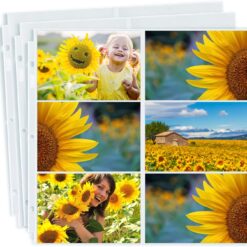 Dunwell Photo Album Refill Pages 12x12 - (4x6 Landscape, 25 Pack) Holds 300 4x6" Photos, 4x6 Photo Sleeves for 3 Ring Binder, D-Ring Scrapbook Album 12x12, Archival Quality Page Protectors 12x12