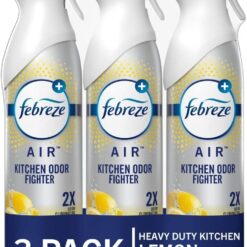 Febreze Air Effects Spray, Kitchen Odor Eliminator Air Freshener for Home, Fresh Lemon Scent, 8.8 oz. Aerosol Can (Pack of 3)