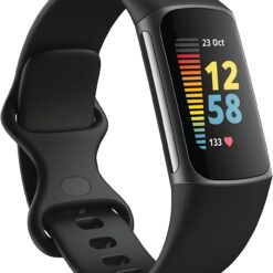 Fitbit Charge 5 Advanced Fitness & Health Tracker with Built-in GPS, Stress Management Tools, Sleep Tracking, 24/7 Heart Rate and More, Black/Graphite, One Size (S &L Bands Included)