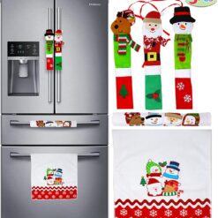JOYIN 5 Pieces Christmas Kitchen Appliance Handle Covers for Kitchen Refrigerator Microwave Oven Dishwasher Decoration, Xmas Indoor Décor, Party Favor Supplies.