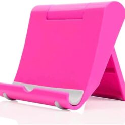 JUSDIQIR Cell Phone Stand for Desk, Foldable Cell Phone Holder Mobile Stand Phone Dock, Multi-Angle Universal Adjustable Tablet Stand Holder Compatible with Most Cell Phone and Tablet for Desk (Pink)