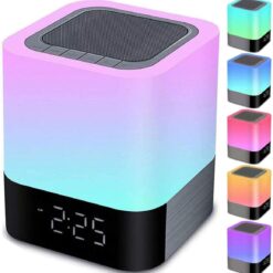 Night Lights Bluetooth Speaker, Alarm Clock Bluetooth Speaker Touch Sensor Bedside Lamp Dimmable Multi-Color Changing Bedside Lamp, MP3 Player, Wireless Speaker with Lights