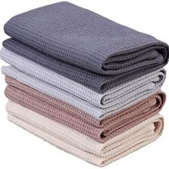 PY HOME & SPORTS Dish Towels Set, 100% Cotton Waffle Weave Kitchen Towels 4 Pieces, Super Absorbent Kitchen Hand Dish Cloths for Drying and Cleaning (17 x 25 Inches, Set of 4)