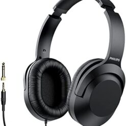 Philips Over Ear Wired Stereo Headphones for Podcasts, Studio Monitoring and Recording Headset for Computer, Keyboard and Guitar with 6.3 mm (1/4") Add On Adapter