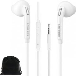 Samung Wired Earbuds Original 3.5mm in-Ear Headphones for Samsung Galaxy S10, S10 Plus, S10e Plus, Note 10, A71, A31 - Microphone & Volume Remote - Includes Black Velvet Carrying Pouch - White