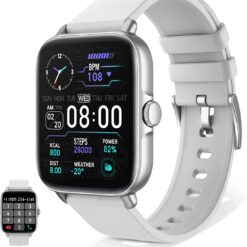 Smart Watch(Call Receive/Dial), 1.7“ Smartwatch for Android/iOS Phone, IP68 Waterproof Watches GPS Fitness Tracker for Men Women with Heart Rate Blood Oxygen Sleep Monitor, 28 Sport Modes, AI Voice
