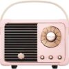 SpringFlora Retro Bluetooth Speaker, Wireless Vintage Small Speaker with Stereo Sound,Hands-free Call,400mA Battery,TF Card,Aux Line, Water-Proof For iOS Android Smartphone Home Office Gift Ideas Pink