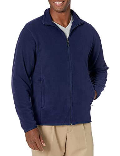 Amazon Essentials Men's Full-Zip Polar Fleece Jacket (Available In Plus Size), Navy, Large