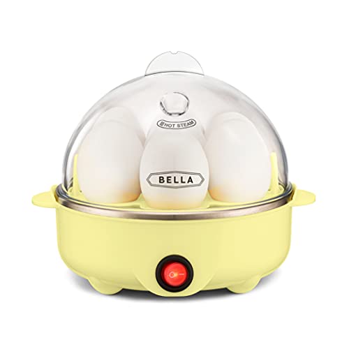 BELLA 17285 Cooker, Rapid Boiler, Poacher Maker Make up to 7 Large Boiled Eggs, Poaching and Omelete Tray Included, Single Stack, Yellow