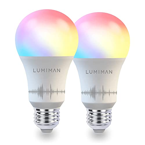 LUMIMAN Smart Light Bulbs, WiFi Alexa Light Bulb, LED Color Changing Dimmable Smart Bulb, Warm to Cool White A19 E26 7.5W 800LM, Works with Alexa Google Home, No Hub Required, 2 Pack