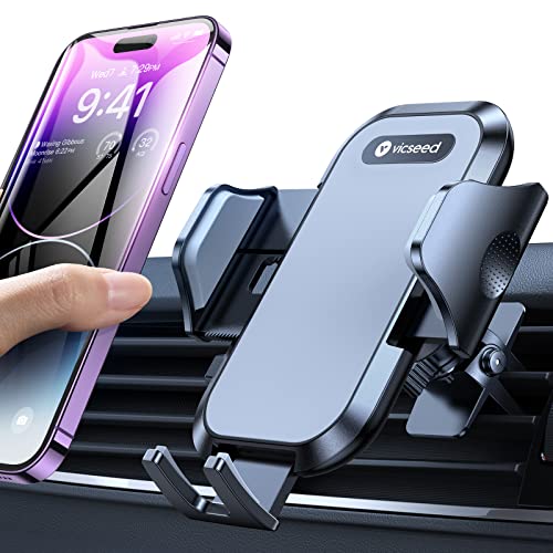 VICSEED Car Phone Holder Mount, [Upgrade Doesn't Slip & Drop] Air Vent Cell Phone Holder for Car Hands Free Easy Clamp Cradle in Vehicle Compatible with All iPhone 14 Pro Max Mini Android Smartphones