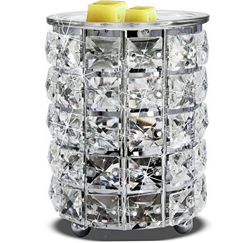 Wrought Iron Crystal Wax Melt Warmer Electric Oil Burner Wax Melt for Home, Kitchen, Living Room, Bedroom, SPA(Silver)