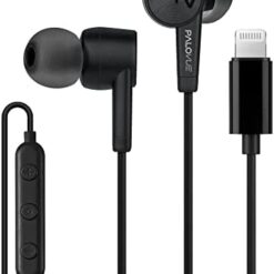 PALOVUE Lightning Headphones Earphones Earbuds Compatible iPhone 14 13 12 11 Pro Max iPhone X XS Max XR iPhone 8 Plus iPhone 7 Plus MFi Certified with Microphone Controller SweetFlow Black