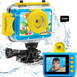 AILEHO Kids Camera-Kids Waterproof Camera Gift-180 Rotatable 20MP Kids Underwater Shockproof Camera-Children Digital Action Camera-Best Christmas and Birthday Gift for 3-14 Year Old(Blue)