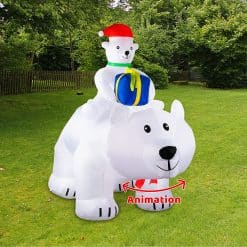 Chefic Christmas Inflatable Outdoor Decorations Blow up Yard Led Light 6 FT Length Little Polar Bear Riding Big Bear with Shaking Head for Holiday,Party,Lawn,Garden,Front Yard Xmas Decor
