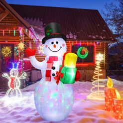 Christmas Inflatables Snowman Outdoor Yard Decorations, 5 FT Christmas Blow up Snowman with Black Top Hat, Built-in LED Lights for Xmas Home Garden Family Prop Lawn Holiday Party Indoor Decor