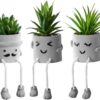 Zerzsy 3 PCS Creative Artificial Succulent Plants with Grey Pots, Mini Potted Succulents Decor for Home Decor…