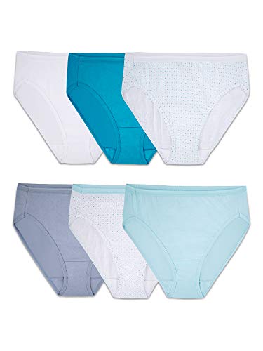 Fruit of the Loom Women's 6 Pack Assorted Color Cotton Hi-Cut Panties, Assorted, 8