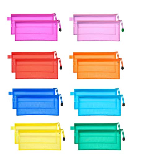 JM-capricorns 36pcs 9 x 4-1/2 inches Big Capacity Waterproof Plastic Double Layer Zipper File Bags zipper pouches Invoice Pouches Bill Bag Pencil Pouch Pencil Case Pen Bag (10 Colors)