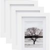 Egofine 5x7 Picture Frames 4 PCS - Made of Solid Wood Covered by Plexiglass Matted for 4x6 and 3.5x5 for Table Top Display and Wall Mounting photo frame White