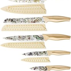 Karcu Knife Set, 5-piece Kitchen Knife Set Nonstick Coated with 5 Knife Sheath Covers