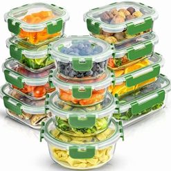 JoyJolt JoyFul 24pc Borosilicate Glass Storage Containers with Lids. 12 Airtight, Freezer Safe Food Storage Containers, Pantry Kitchen Storage Containers, Glass Meal Prep Container for Lunch
