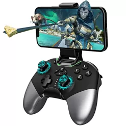 Bluetooth Controller for Switch/PC/iPhone/Android/Apple Arcade MFi Games/TV/Steam, Pro Wireless Game Controller with Phone Clip with Newly Launched Lock Joystick Speed Function/6-Axis Gyro/Dual Motors